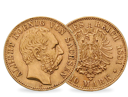 Die ersten 10 Mark König Alberts − Sachsen, 10 Mark Gold 1874 – 1888