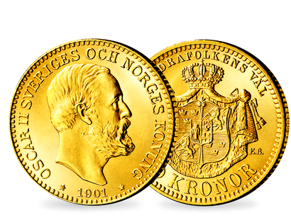 Letzter König von Schweden und − Norwegen - Oskar II. 10 Kronen Gold