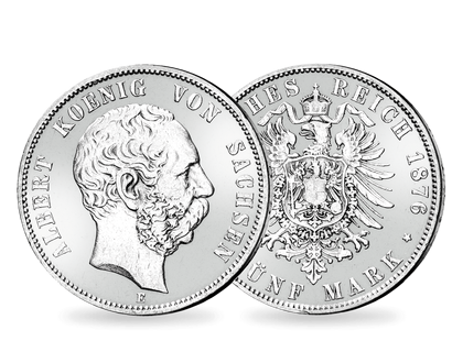 Sachsens erste 5-Mark-Silbermünze − Albert, 5 Mark 1875-1889