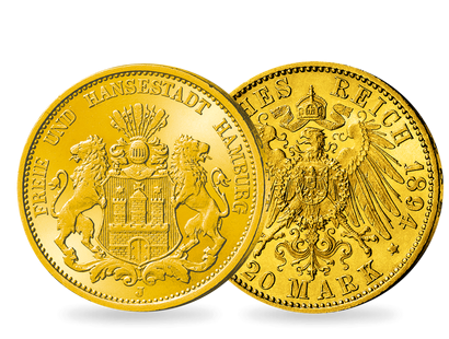 Hamburgs Stadtwappen in Gold − 20 Mark 1893-1913