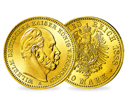 Der Kaiser mit dem Bart in Gold − Preußen, Wilhelm I. 10 Mark 1874-88