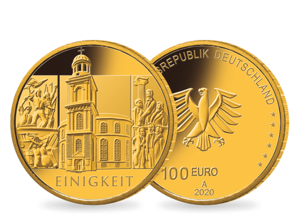 Die offizielle deutsche 100-Euro-Goldmünze 2020 "Einigkeit"