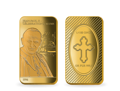 Lingots en or pur «Les voyages de Jean Paul II en France», la première livraison «Jean-Paul II - 1ère visite en France»