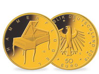 50-Euro-Goldmünze Hammerflügel 2019 aus der Serie Musikinstrumente - Alle Prägezeichen (A,D,F,G,J)