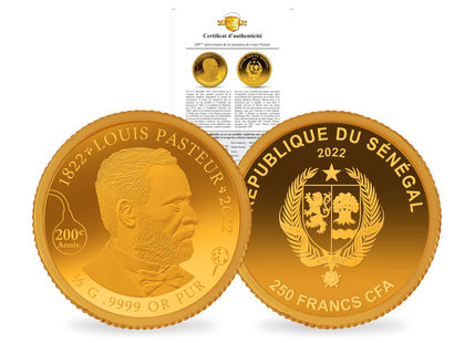 Monnaie en or pur «Louis Pasteur» 2022