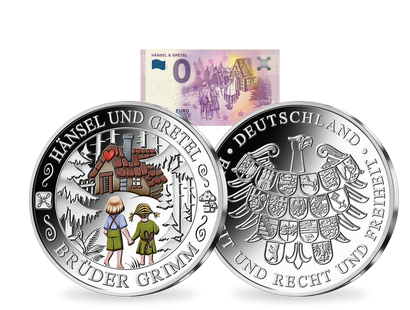 Set "Hänsel und Gretel" aus Silberprägung und 0-Euro-Banknote