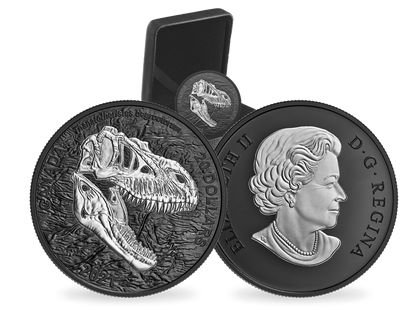 Monnaie de 1 once d'argent le plus pur plaqué de rhodium noir «Dinosaure» Canada 2021