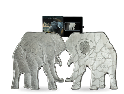 1 Unze Feinsilber Shape-Münze "Afrikanischer Elefant"!