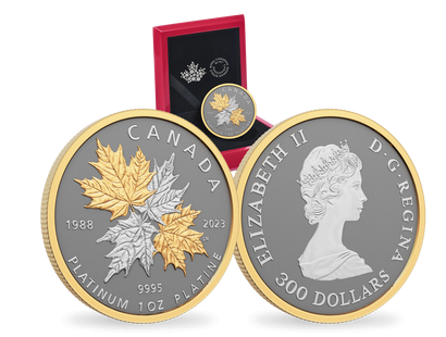 Kanada 2023: Teilvergoldete Platinmünze "Maple Leaf Forever"