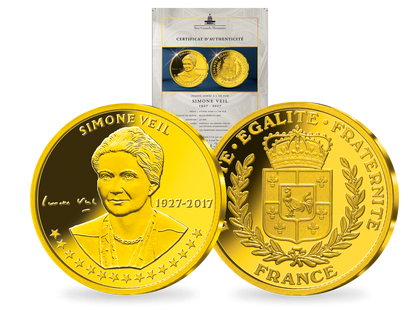 Un hommage numismatique à Simone Veil avec cette frappe dorée à l'or pur ! 