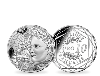 La monnaie officielle de 10 Euros en Argent «Napoléon Bonaparte» 2021+ la monnaie de 2€ « Charles de Gaulle » 2020 en CADEAU