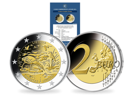 Monnaie commémorative de 2 Euros «Réserve de biosphère de Zuvintas» Lituanie 2021