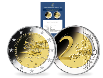 Monnaie commémorative de 2 Euros «Centenaire de la première traversée de l’Atlantique Sud en avion» Portugal 2022 