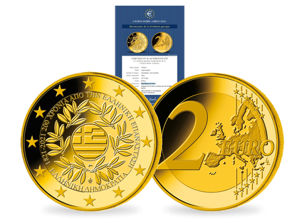Pièce commémorative dorée 2 Euros «Bicentenaire de la révolution grecque» Grèce 2021