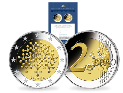 Monnaie commémorative de 2 Euros «Centenaire de la Banque Lettone» Lettonie 2022