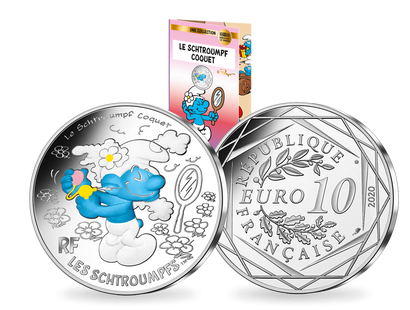 Monnaie de 10 Euros en argent colorisée «Les Schtroumpfs - Schtroumpf Coquet» 2020