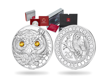 Österreich: 20 Euro-Silbermünzen "Augen der Kontinente" - Start: Die Eule