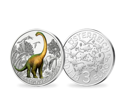 Österreich 2021: 3-Euro-Dino-Taler „Argentinosaurus - Super Saurier" 
