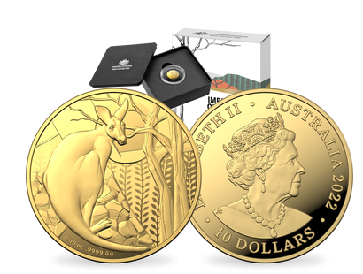Australien 2022: Kunstvolle Fein-Goldmünze "Känguru"