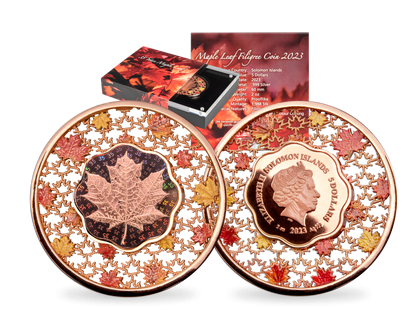 Zauberhafte Silbermünze mit Goldveredelung "Filigree Maple Leaf" 2023