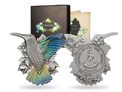 Die 500 g Silbermünze "Kolibri" mit Spezialveredelungen