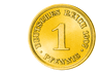 Deutsches Kaiserreich 1 Pfennig 1889–1916 mit 24-Karat-Goldveredelung
