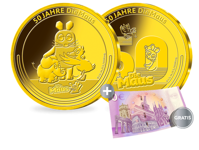 Offizielle Gold-Gedenkprägung "50 Jahre DieMaus"