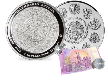 Gigantische 1 Kilo Silbermünze "Aztekenkalender - Mexiko 2022"