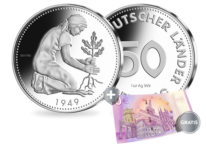 Jubiläums-Neuprägung "50-Pfennig-Stück" in feinstem Silber (999/1000)! 