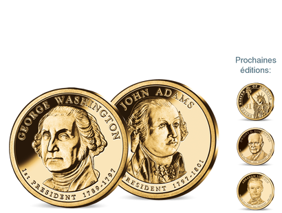 Collection : Les monnaies de 1 Dollar dorées à l'or pur des «Présidents des États-Unis»