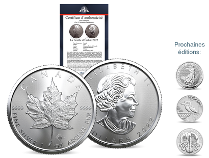 La collection « Les 15 Monnaies Fabuleuses », avec en première livraison la monnaie « Feuille d'érable » Canada 2022