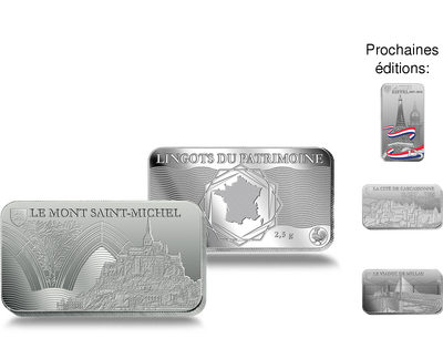 Les lingots du patrimoine français en argent pur, avec en 1ère livraison le lingot « Mont Saint Michel » 