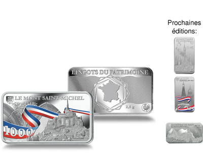 Collection Les lingots du patrimoine français en argent pur, 1ère livraison le lingot « Mont Saint Michel »