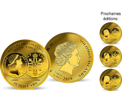Collection : Les Monnaies 1/100 once or les plus précieuses, grand diamètre: 45 mm ! 