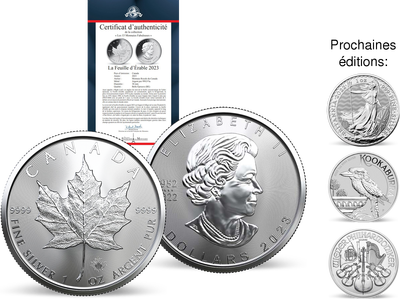 La collection « Les 15 Monnaies Fabuleuses », avec en première livraison la monnaie « Feuille d'érable » Canada 2023
