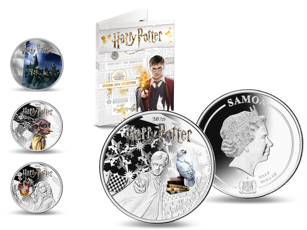 Gedenkprägung ''Harry Potter'' veredelt mit Silber und brillanten Farben
