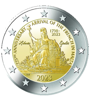 Monnaie commémorative de 2€ « le 225e anniversaire de l'arrivée des français à Malte » 2023