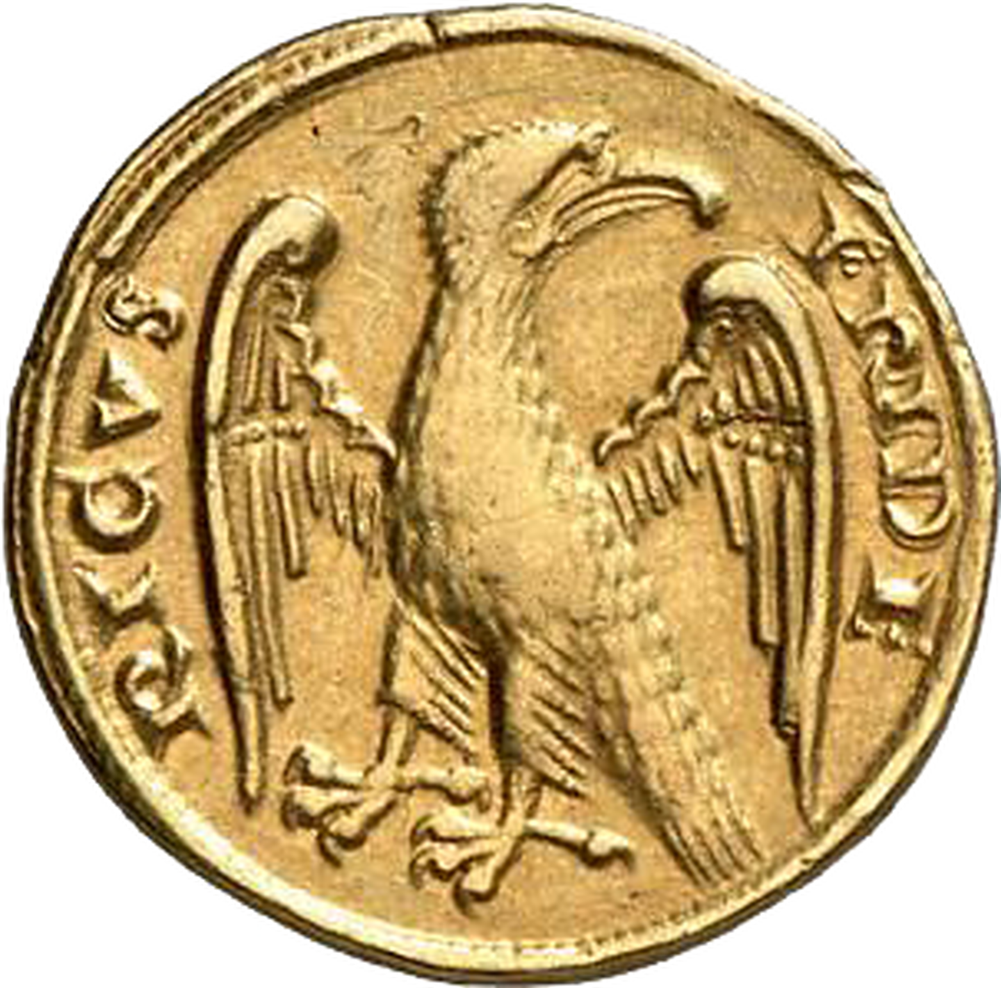Rückseite der Goldmünze Augustalis mit Abbildung eines Adlers