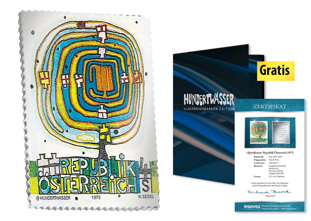 Die Hundertwasser-Silberbriefmarken-Edition!