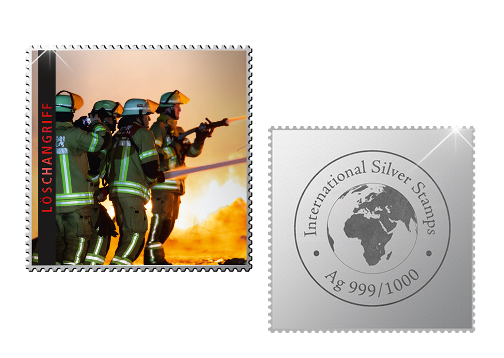 Kollektion: "Silver Stamps Feuerwehr" - Startlieferung -  Löschangriff
