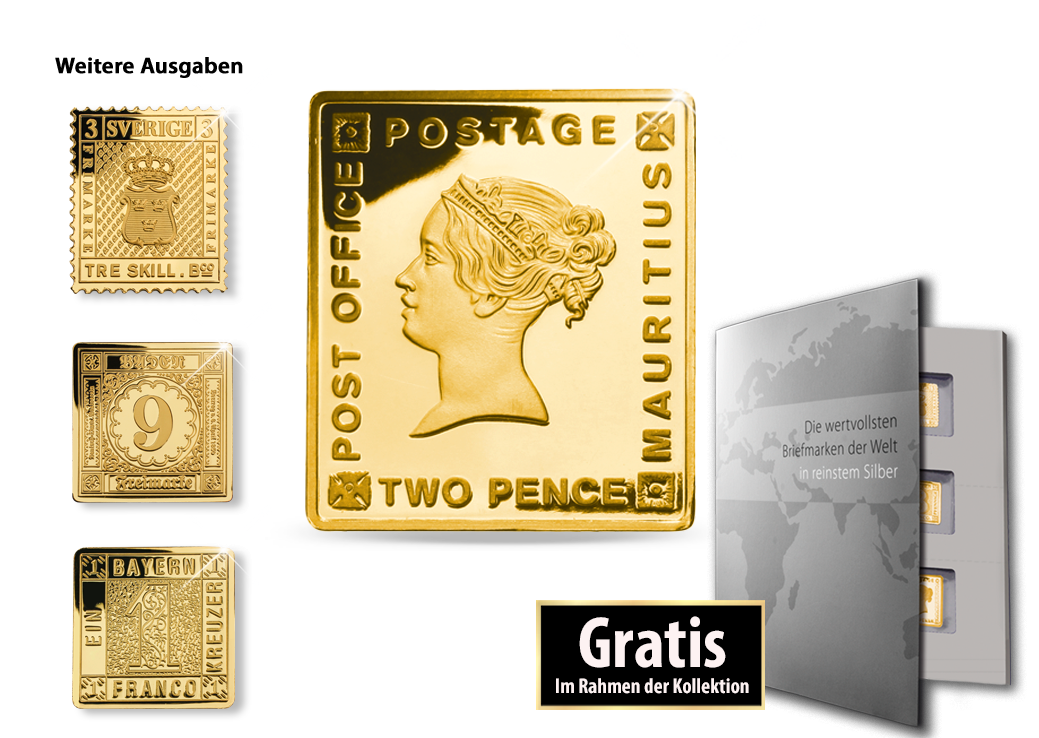 Die berühmtesten Briefmarken in reinem Silber und Gold!