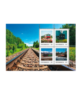 Postkartenheft „Erlebnis Eisenbahn“ aus Österreich mit Briefmarken