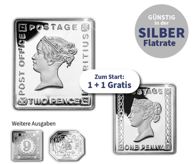 Flatrate - Die berühmtesten Briefmarken in reinem Silber!