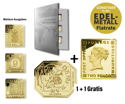 Die 12 berühmtesten Briefmarken der Welt in Silber - 24 Karat vergoldet