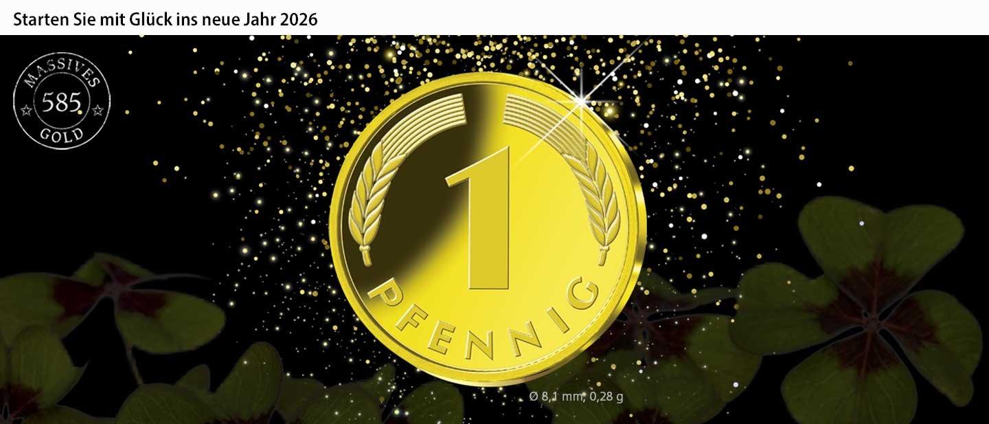 Glückspfennig aus massivem Gold