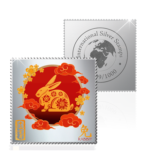 Exklusive Silberbriefmarke Chinesische Tierkreiszeichen