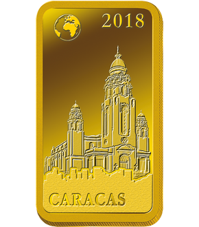 Monnaie-lingot en or le plus pur «Caracas - Panthéon National»