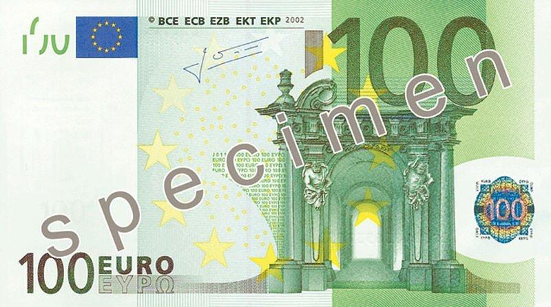 Vorderseite einer 100-Euro-Banknote
