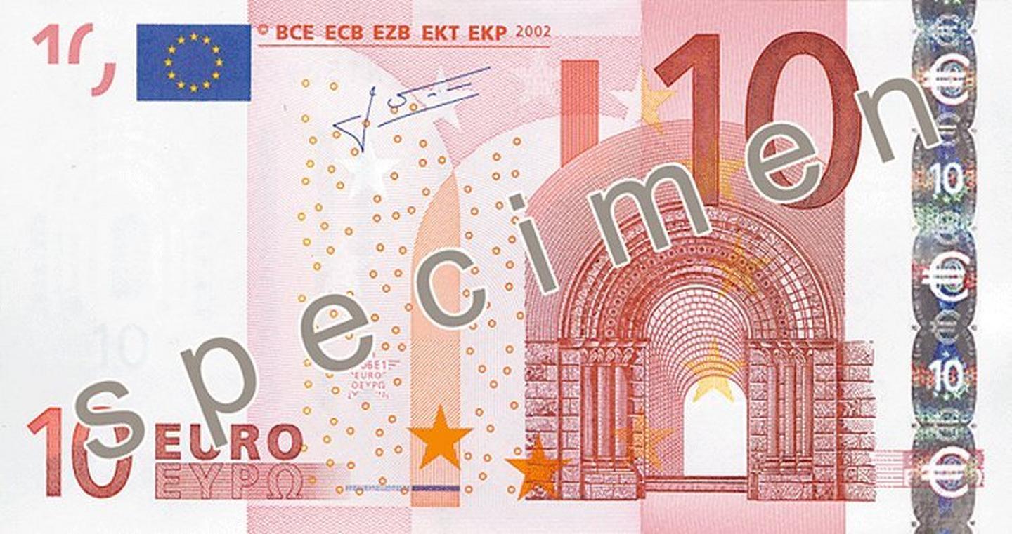 Vorderseite einer 10-Euro-Banknote