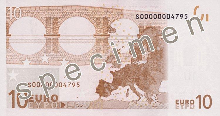 Rückseite einer 10-Euro-Banknote